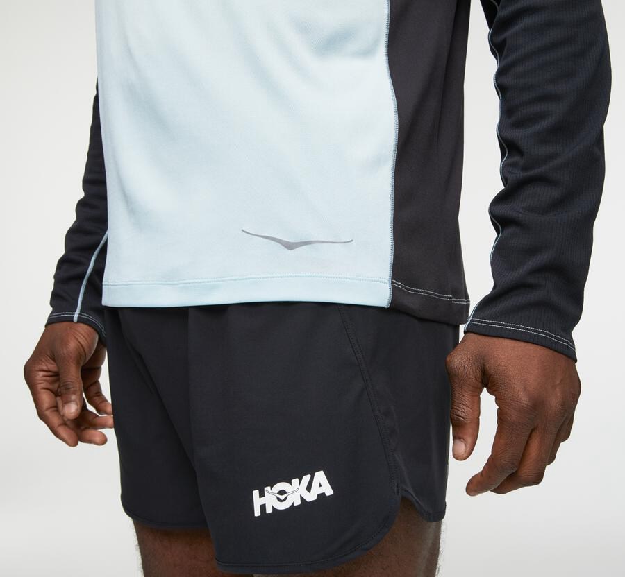 Hoka One One Top Erkek Mavi/Siyah - Performance Long Sleeve - WA1563289